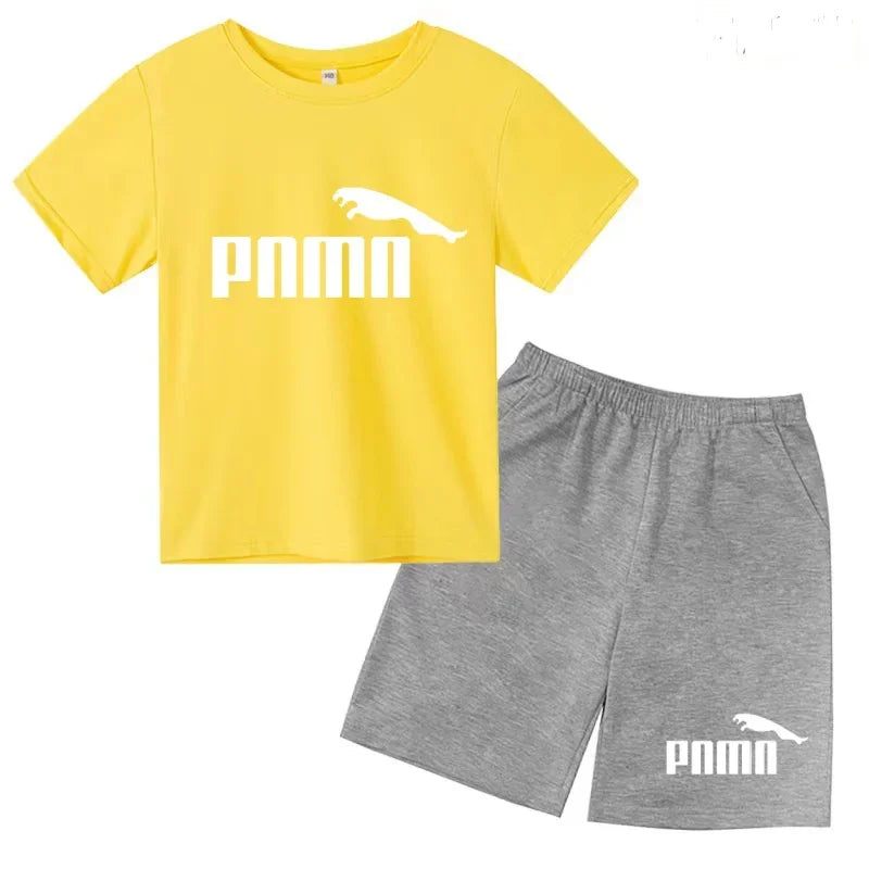 Ensemble Esthétique Enfant – T-shirt à Lettres & Pantalon Décontracté