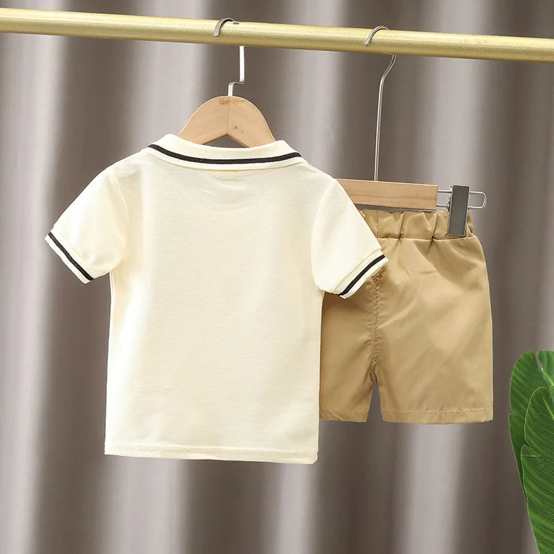 Cute Cartoon Baby Boy Outfit – T-Shirt & Shorts Summer Set