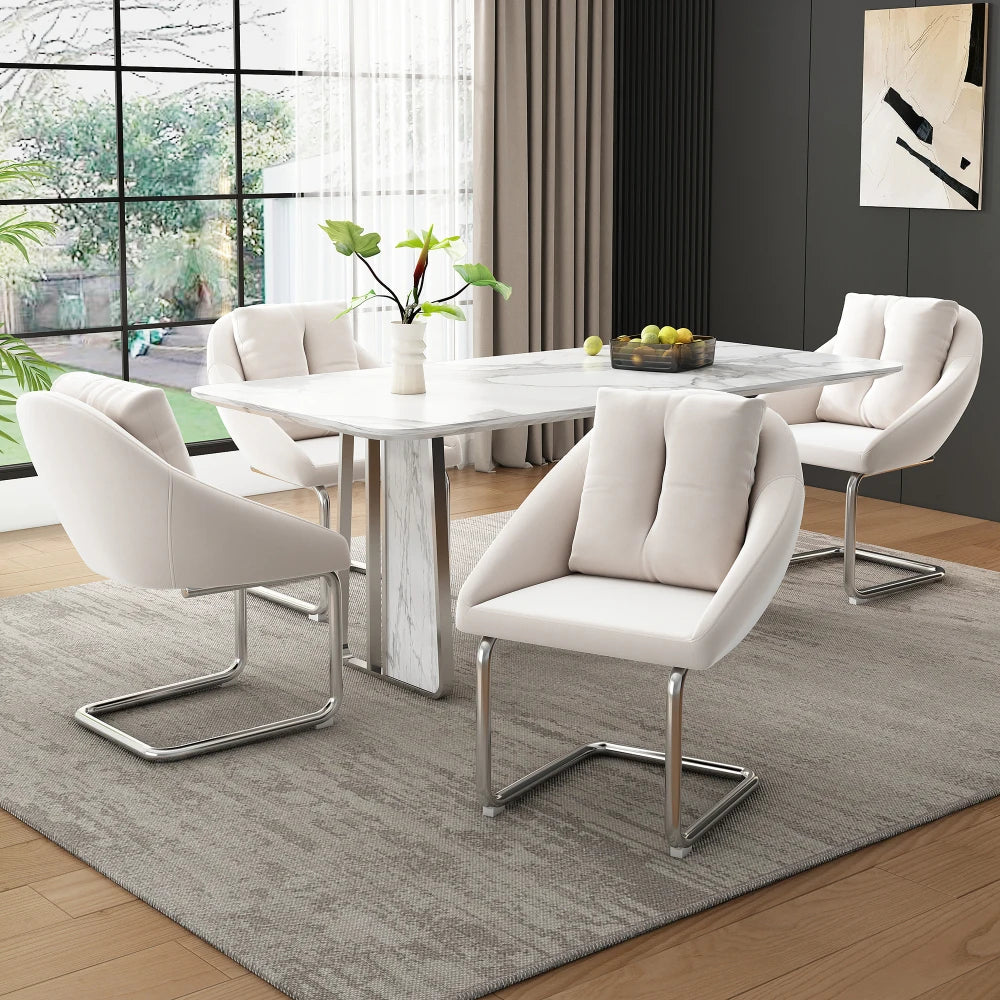Velvet Dining Chairs Set of 2 with Cushioned Seats, Luxury Accent Chairs with Arched Legs for Living Room & Bedroom