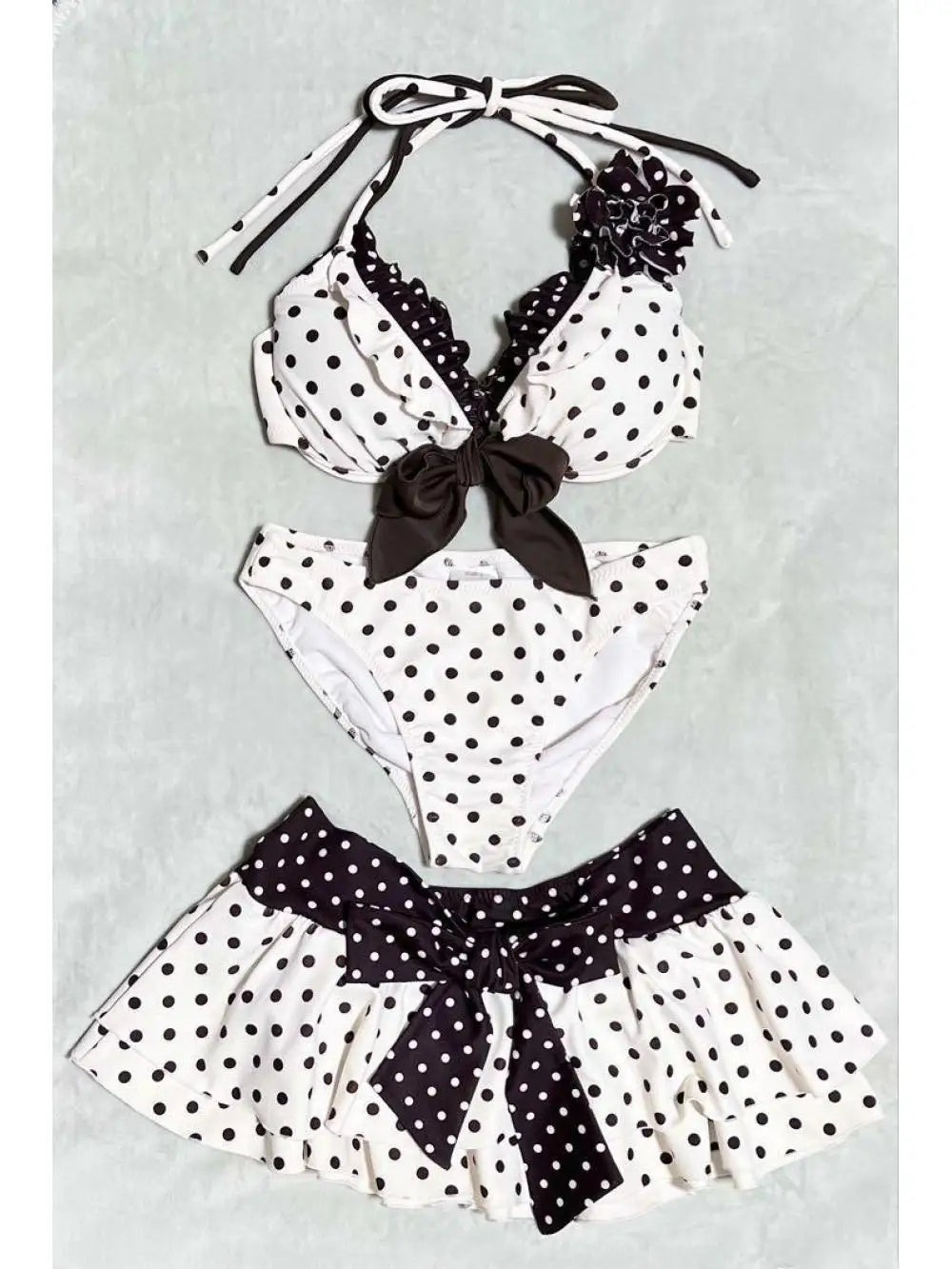 2026 New Summer Polka Dot Bikini Set – Retro Y2K 3-Piece Swimwear