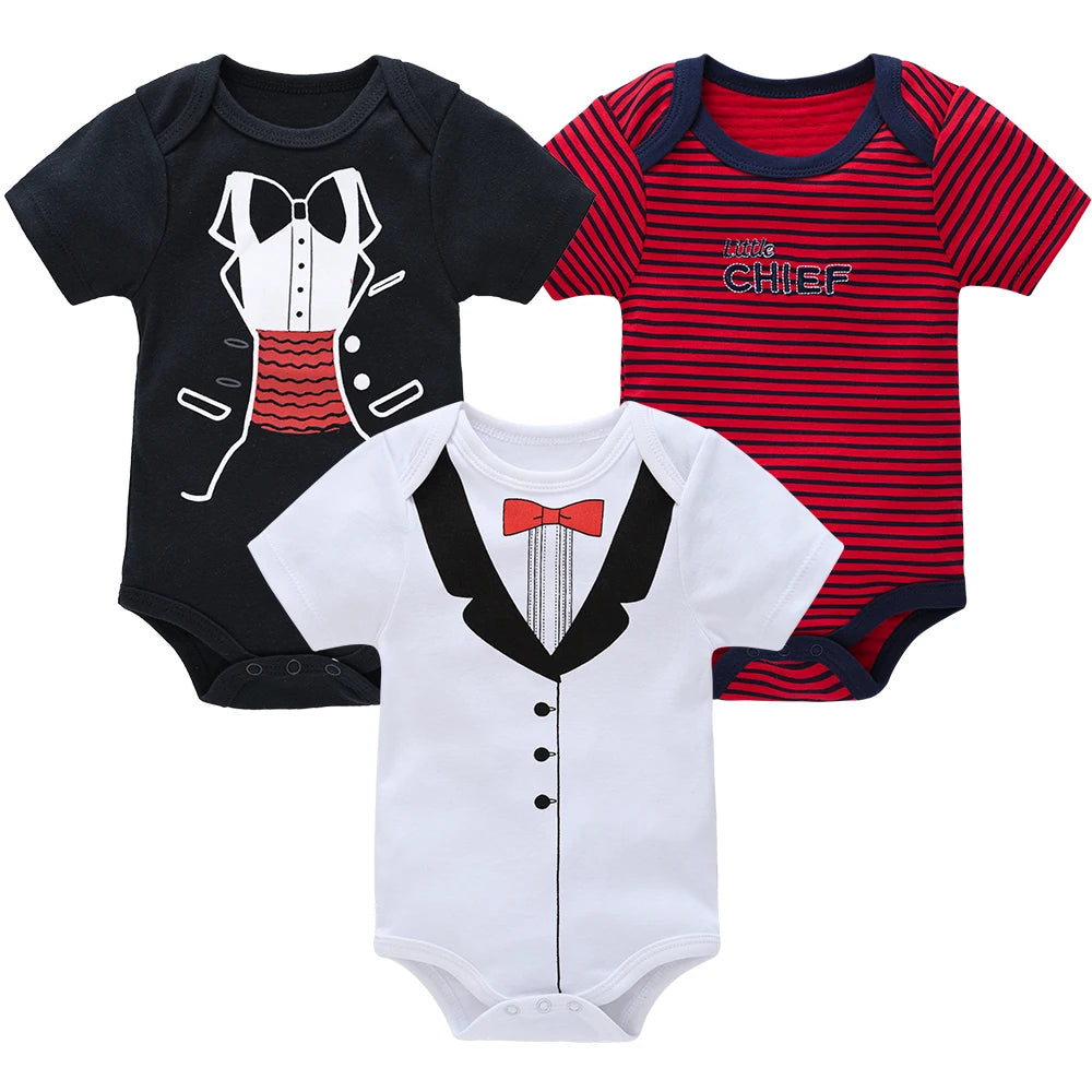 3/6PCS Baby Bodysuit Set – Soft Cotton Short Sleeve Clothes for Newborn Boys & Girls (0–12 Months)