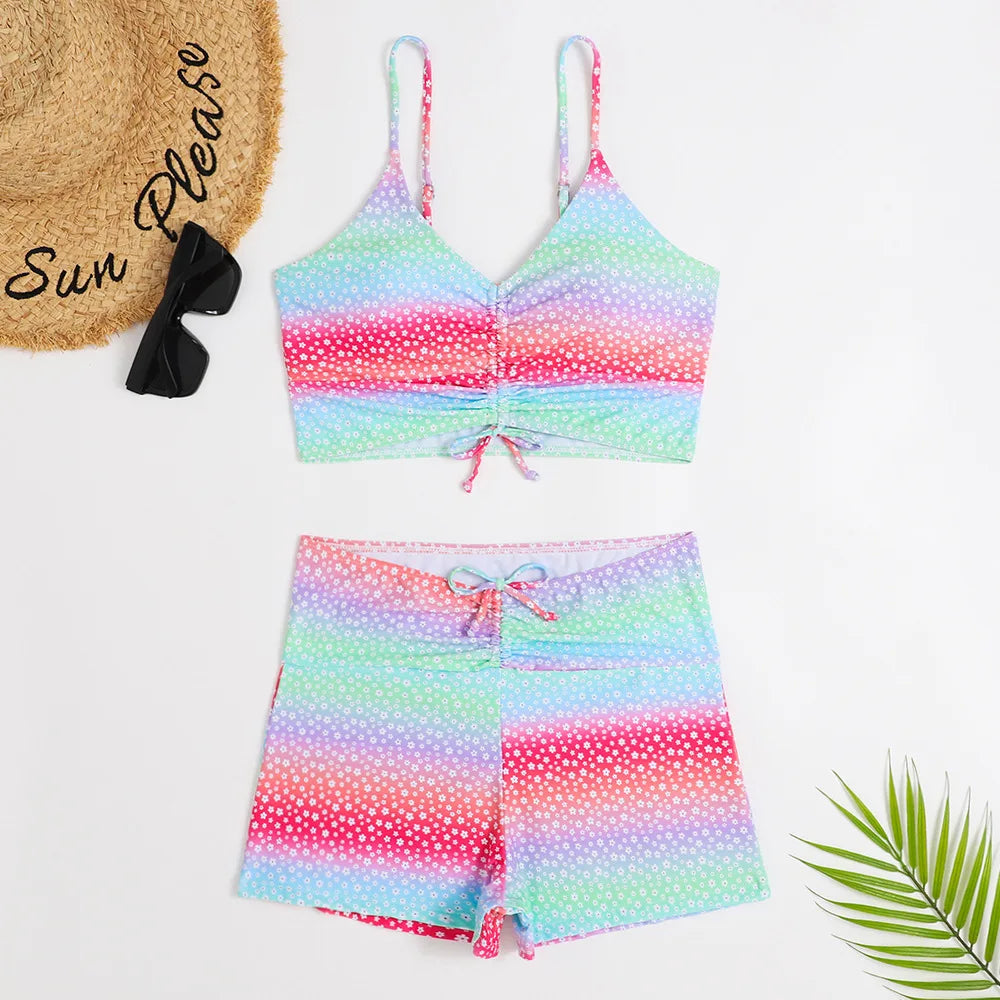 High-Waist Floral Bikini Set – Push-Up Swimwear