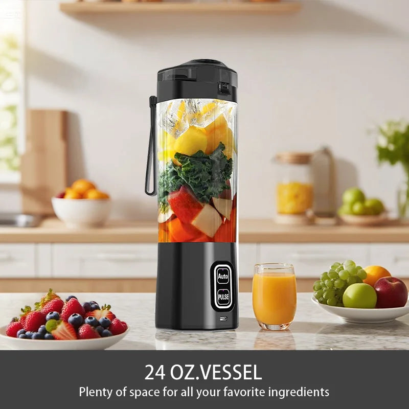 Premium Portable Blender – 700ML USB Rechargeable Juicer Cup with 6-Blade Power, Elegant Modern Design for Smoothies, Shakes & Fresh Juice Anytime.