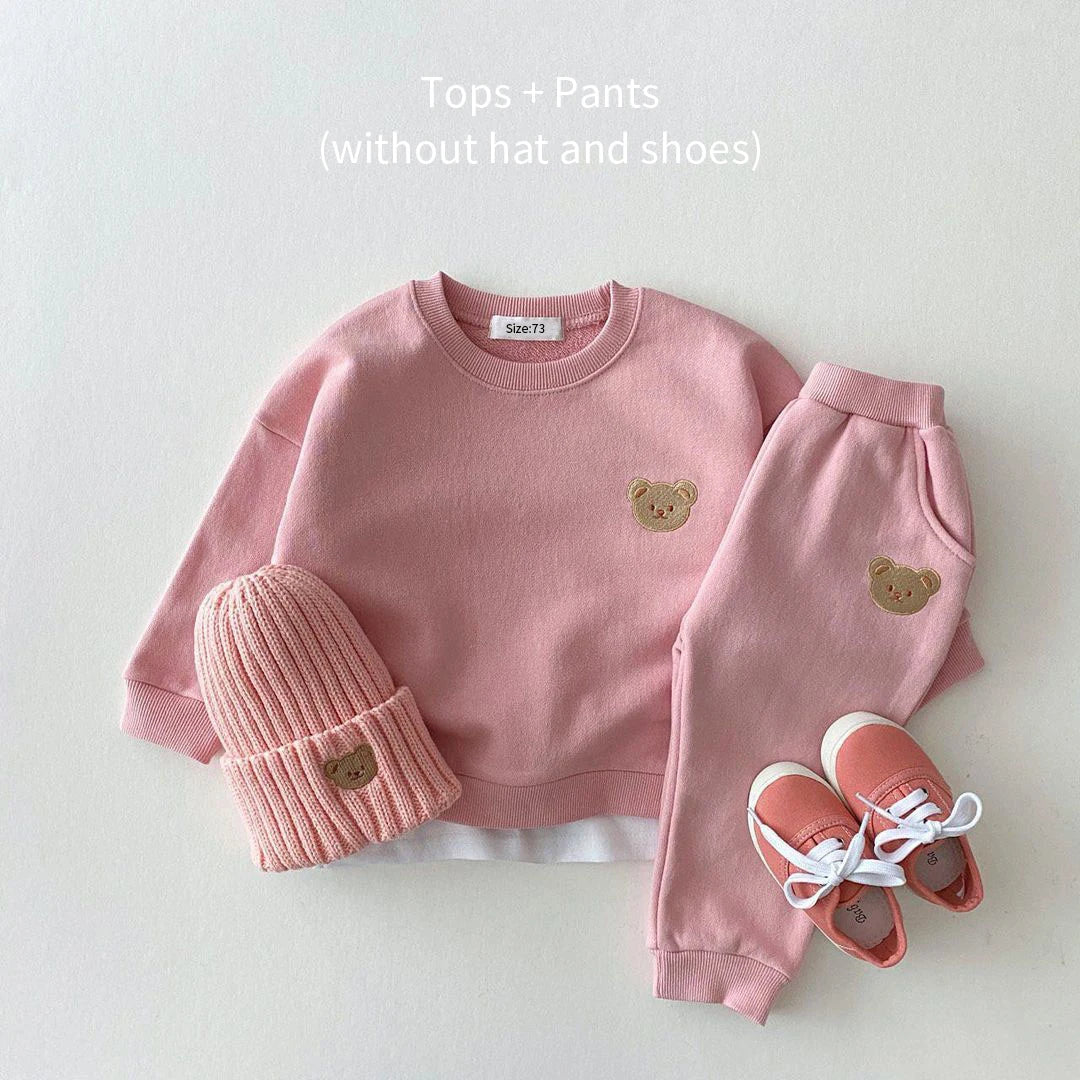 Fashion Baby Bear Outfit – 2PCS Sweatshirt & Pants Set for Toddlers