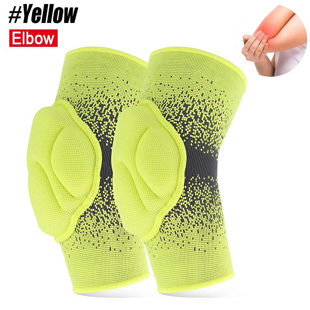 1 Pair Elbow & Knee Protection Pads – Compression Leg Sleeve with Thick Sponge