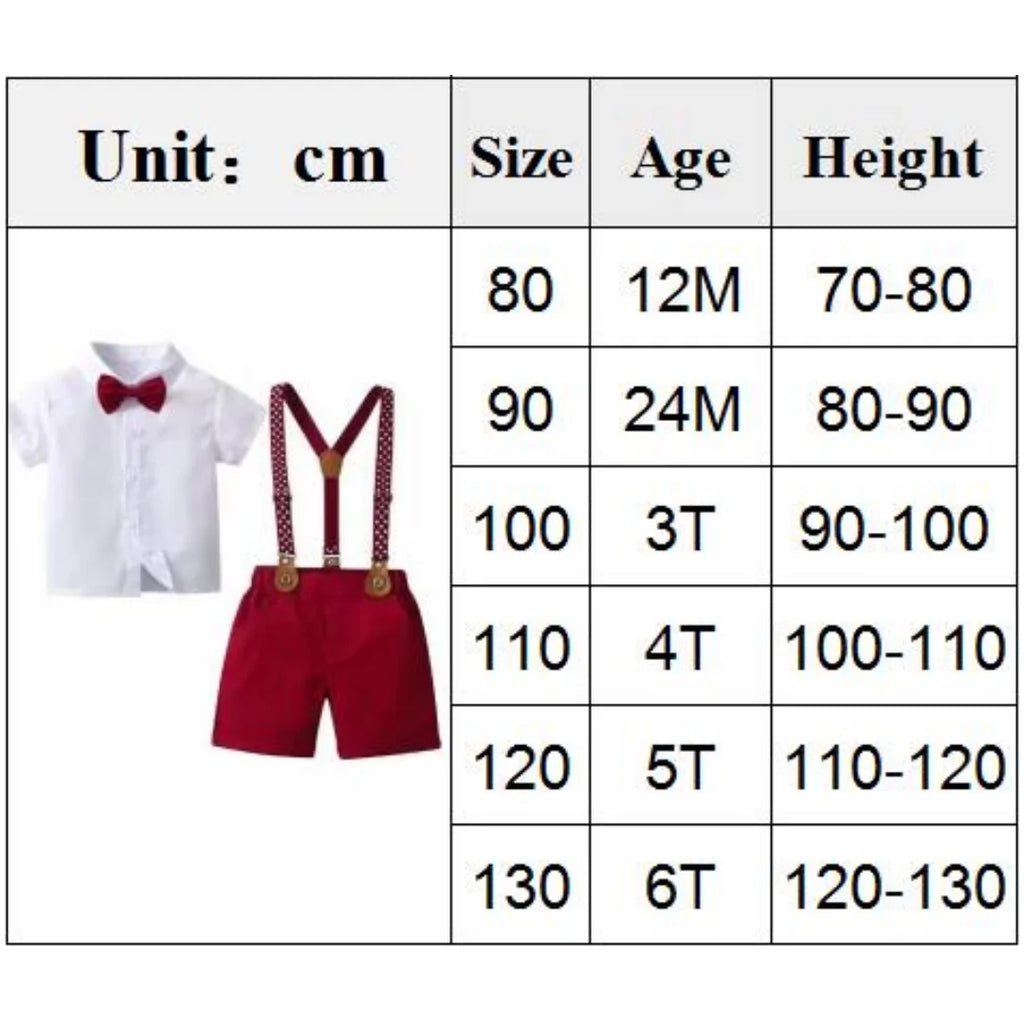 Boys Summer Suspender Set – Star Print Wedding Outfit for Kids