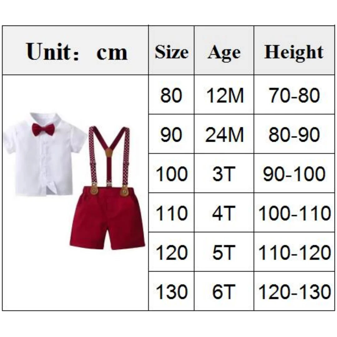 Boys Summer Suspender Set – Star Print Wedding Outfit for Kids