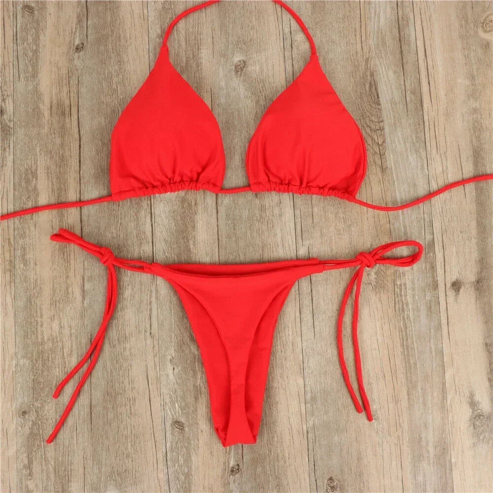 Women’s Pink Bikini Set – Sexy High-Leg Two-Piece Swimwear 🌸