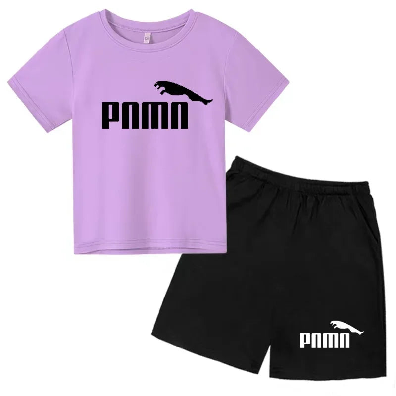 Ensemble Esthétique Enfant – T-shirt à Lettres & Pantalon Décontracté