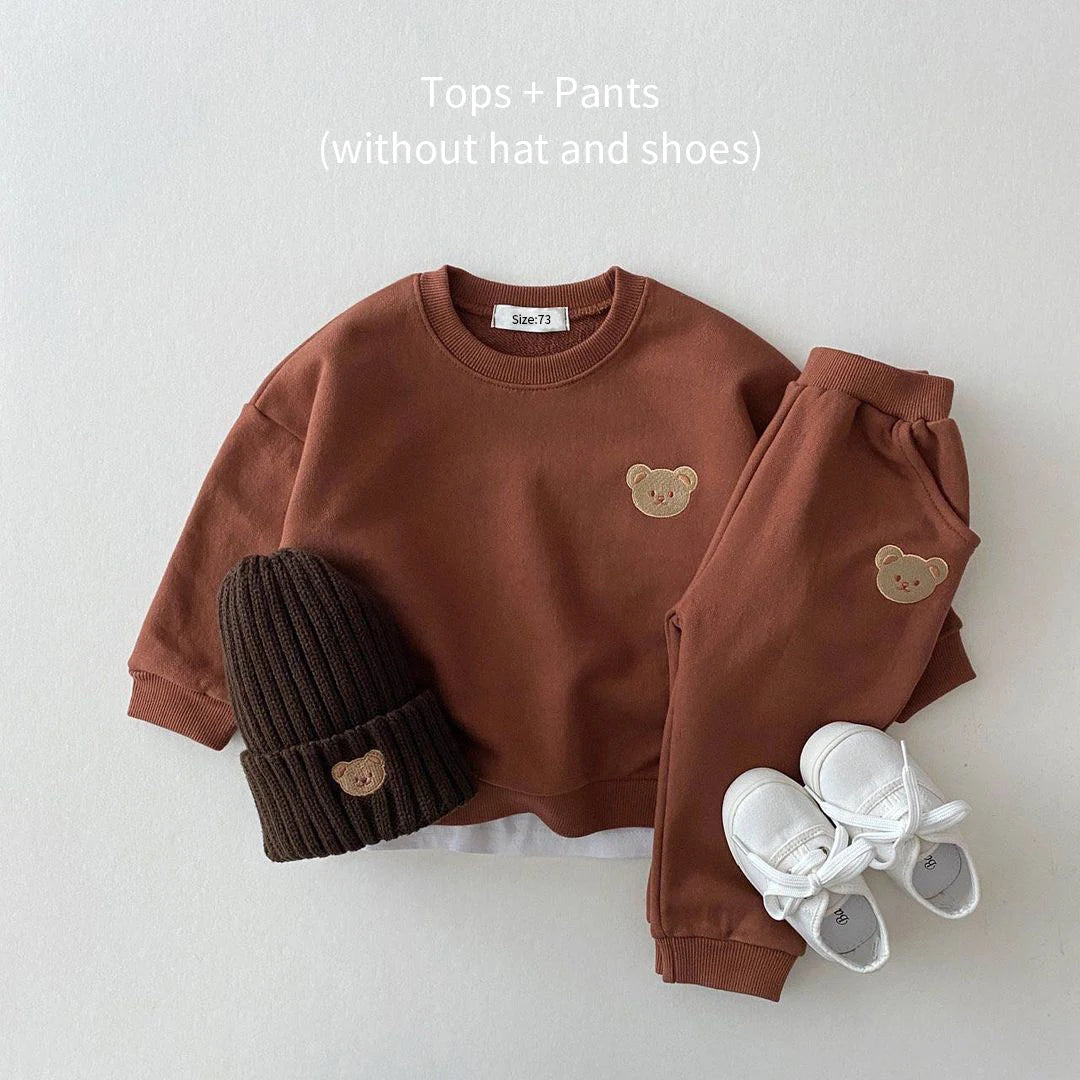 Fashion Baby Bear Outfit – 2PCS Sweatshirt & Pants Set for Toddlers