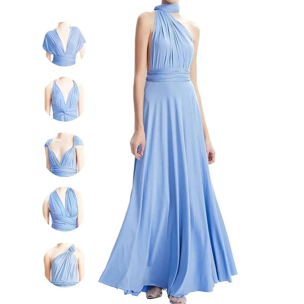 MisShow Infinity Milk Silk Soft Evening Dress for Women – Elegant Sleeveless Multi-Way Wrap Convertible Gown for Prom, Bridesmaids & Special Occasions