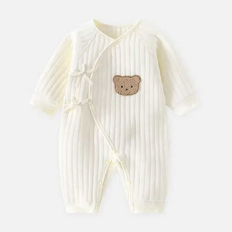 Somenie 3D Bear Baby Romper – 100% Cotton Bodysuit for Boys & Girls