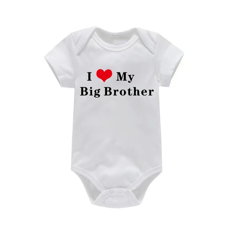 I Love My Big Sister & Brother” Baby Romper – Cute Newborn Short Sleeve Outfit
