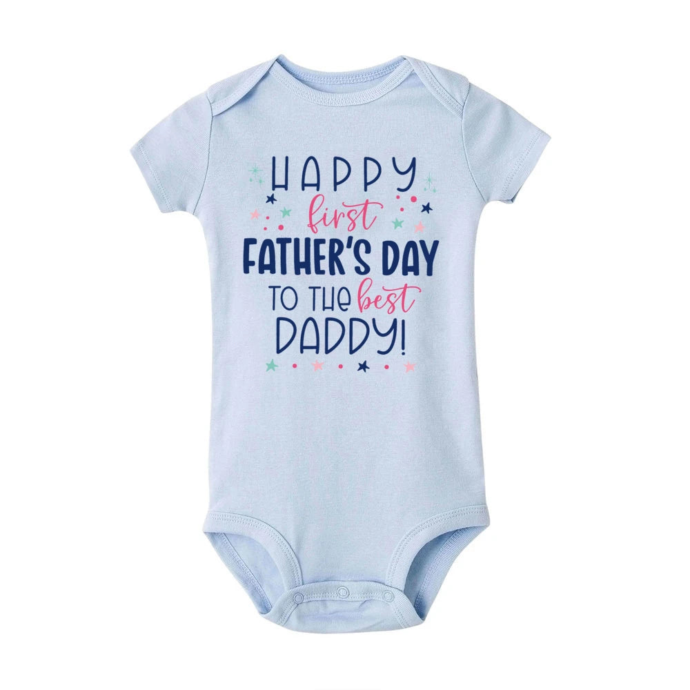 Happy Father’s Day Baby Romper – “Best Daddy” Printed Newborn Bodysuit for Boys & Girls