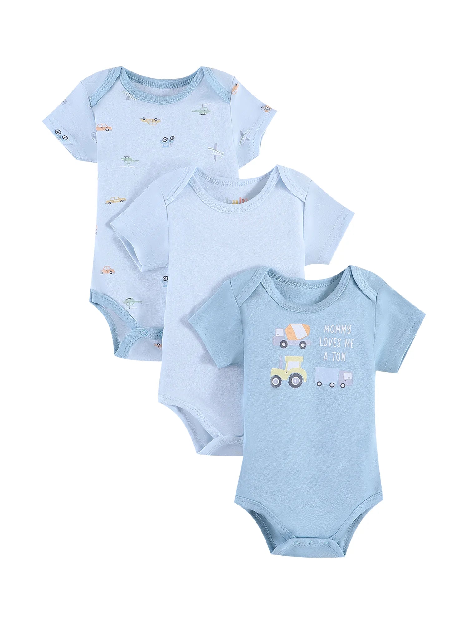 3PCS Summer Baby Bodysuit Set – Cartoon Dinosaur & Stripe Rompers for Baby Boys