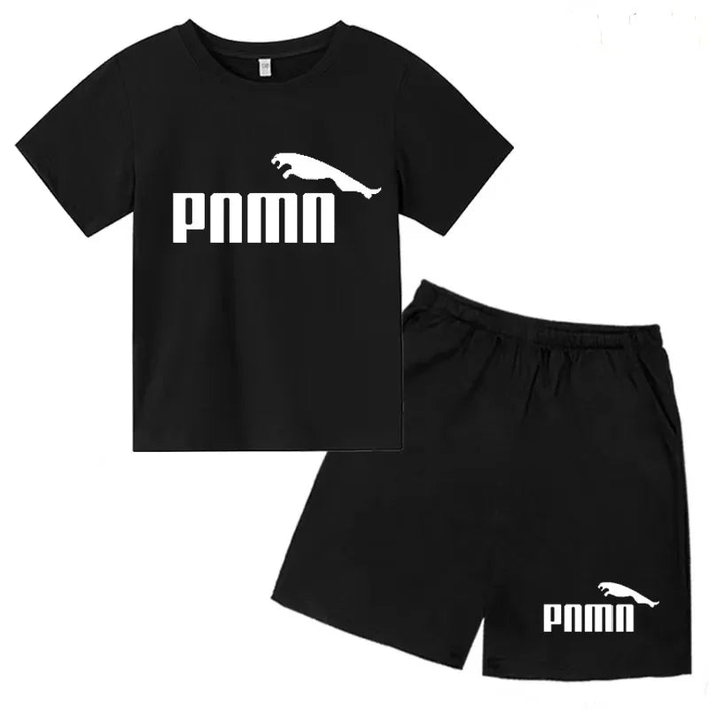 Ensemble Esthétique Enfant – T-shirt à Lettres & Pantalon Décontracté