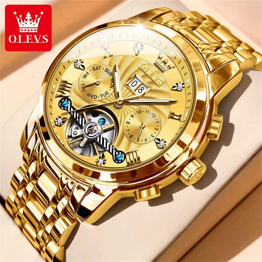 OLEVS Luxury Automatic Tourbillon Watch for Men – Classic Multifunction Mechanical Wristwatch with Elegant Business Style
