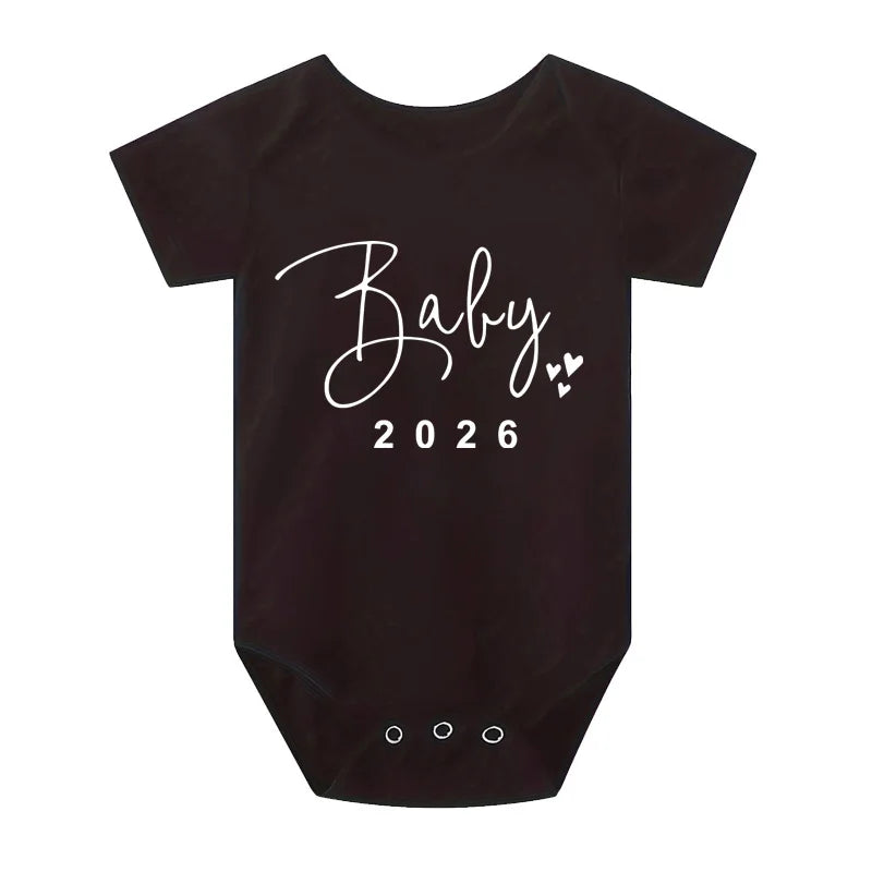 2026 Pregnancy Announcement Baby Romper – Cute Newborn Summer Bodysuit for Boys & Girls