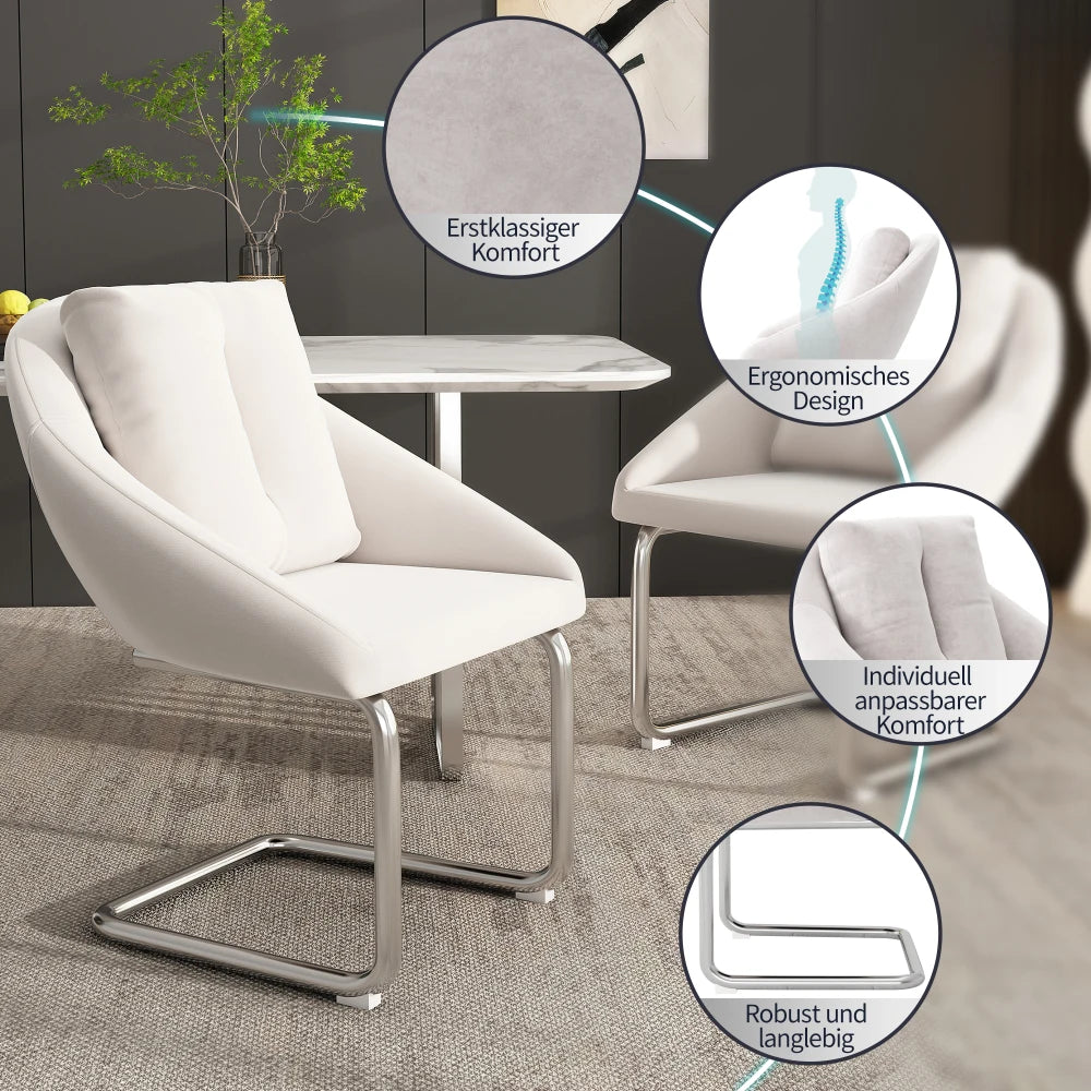 Velvet Dining Chairs Set of 2 with Cushioned Seats, Luxury Accent Chairs with Arched Legs for Living Room & Bedroom