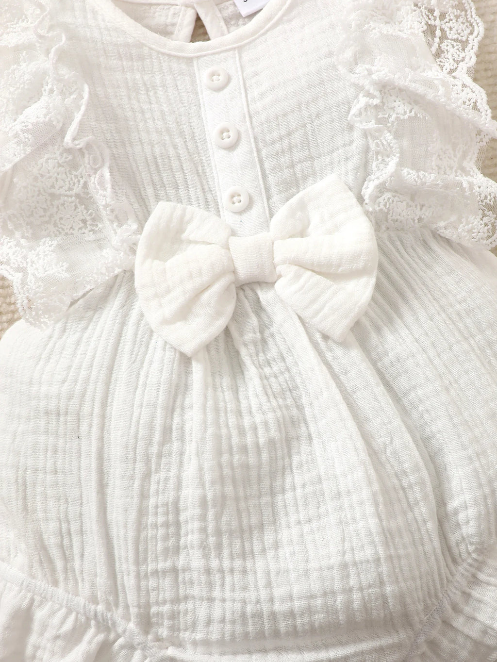 3PCS Baby Girl Lace Romper Set – Pure Color Outfit with Matching Headband