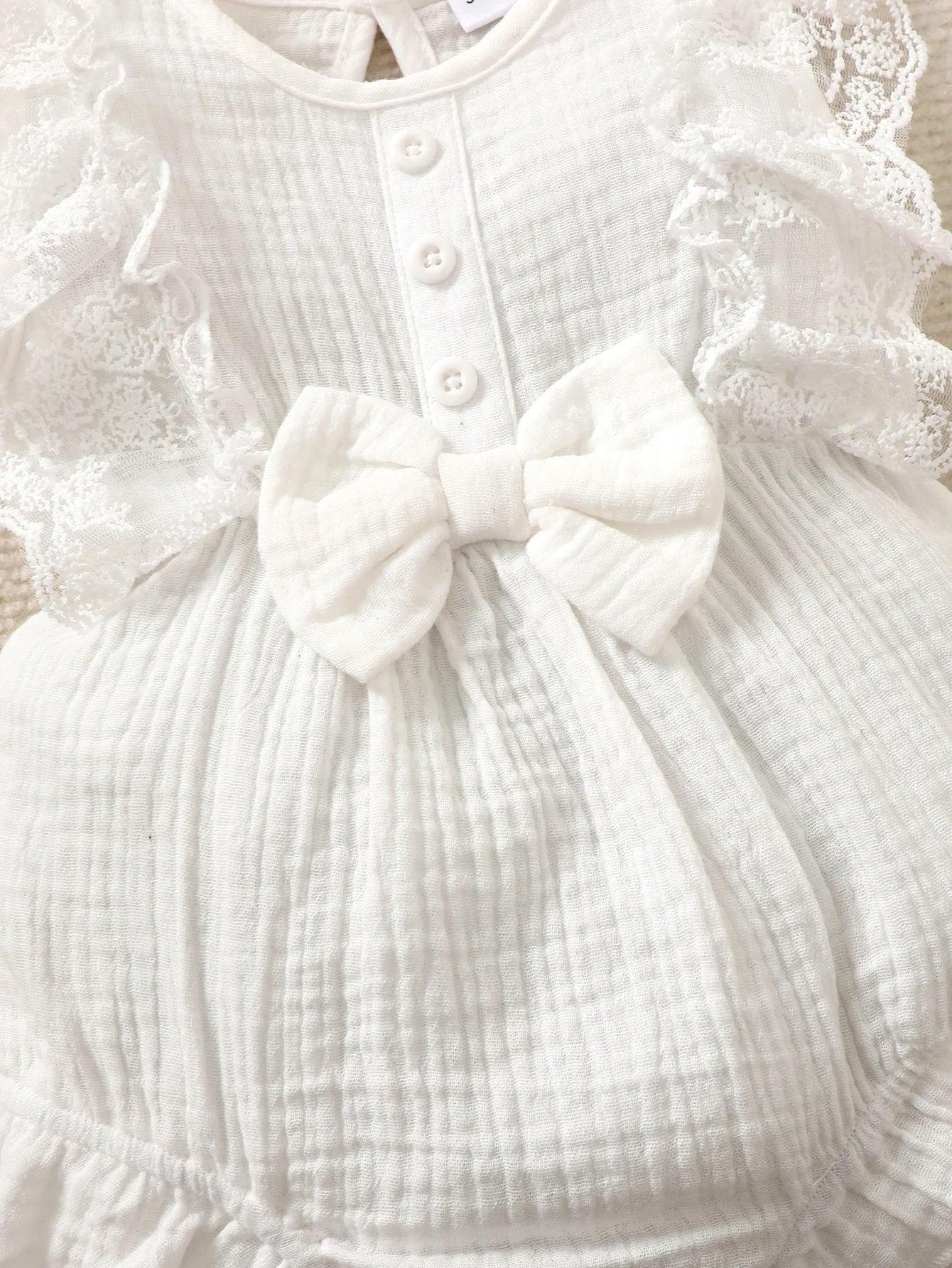 3PCS Baby Girl Lace Romper Set – Pure Color Outfit with Matching Headband