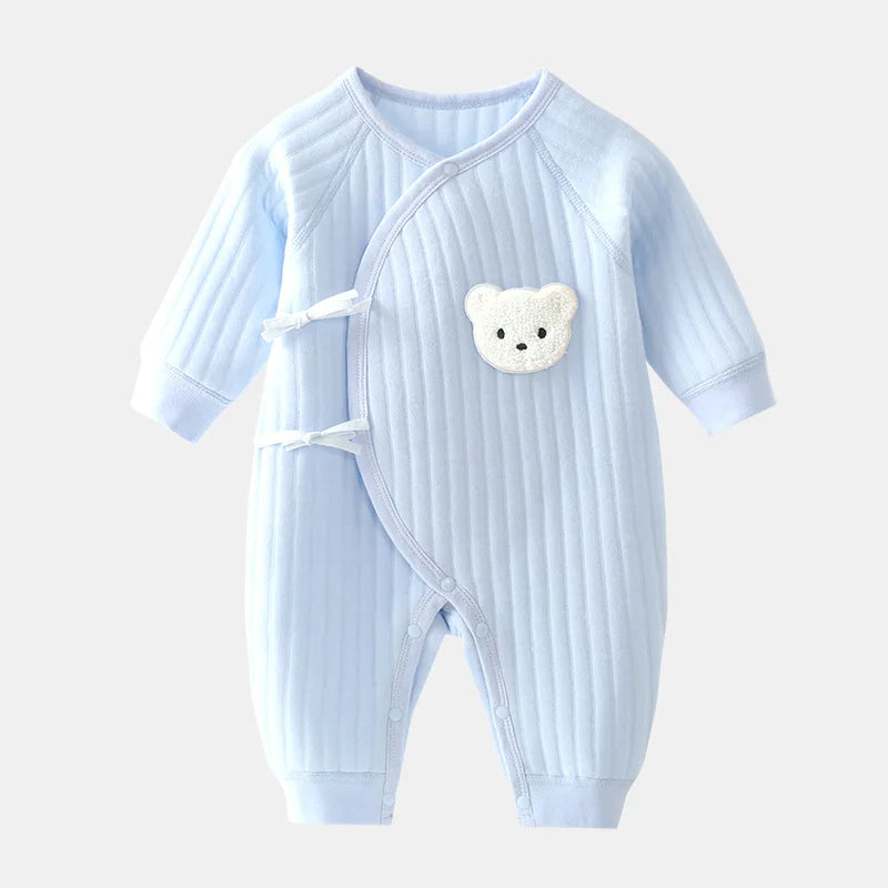 Somenie 3D Bear Baby Romper – 100% Cotton Bodysuit for Boys & Girls
