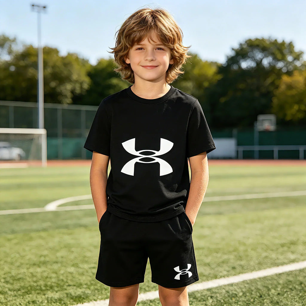 2026 Kids Sports Outfit – Breathable T-Shirt & Shorts Set for Boys