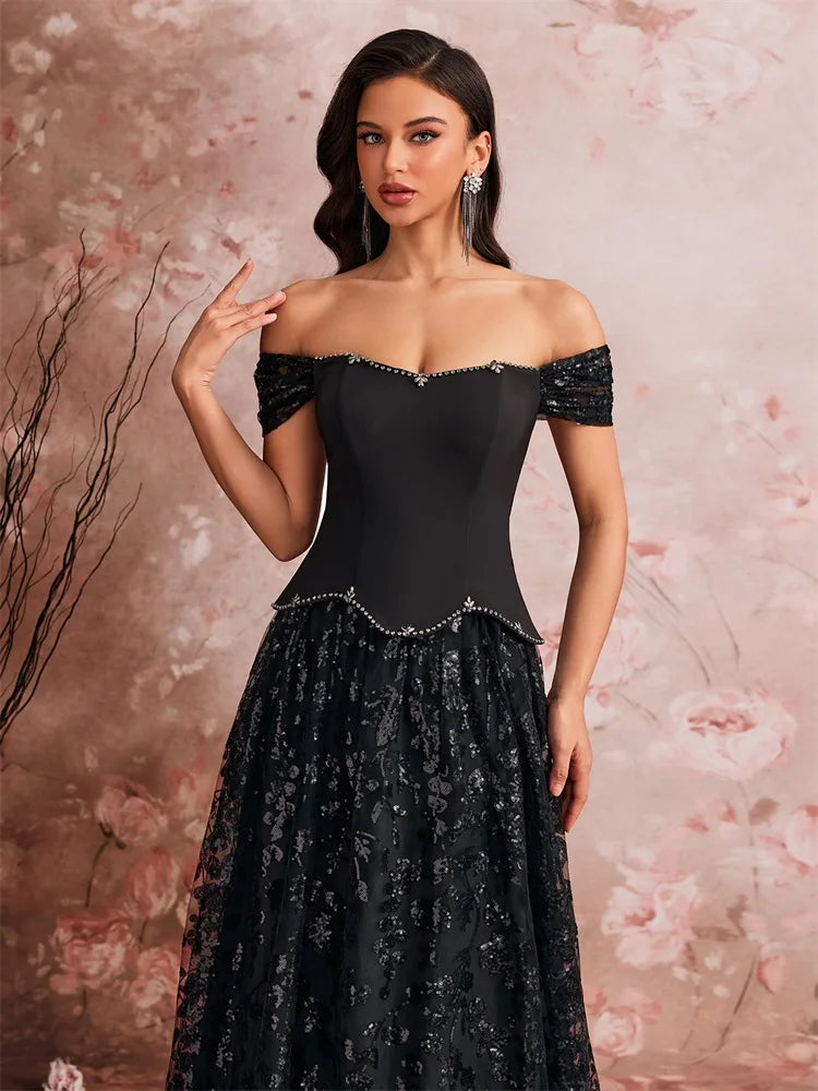 Shine with timeless glamour in this elegant formal evening gown