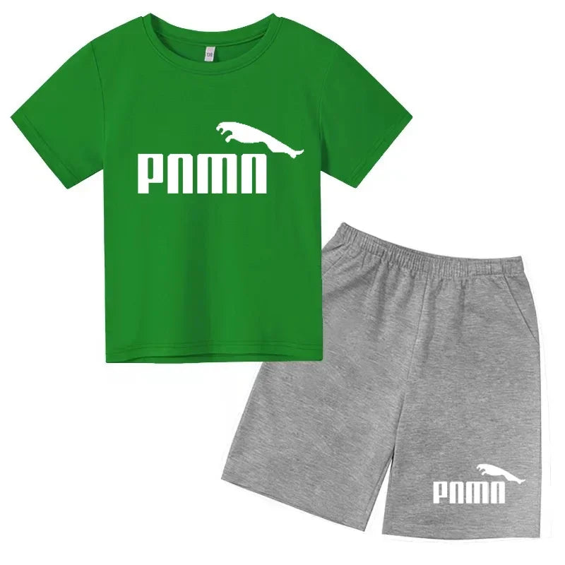 Ensemble Esthétique Enfant – T-shirt à Lettres & Pantalon Décontracté