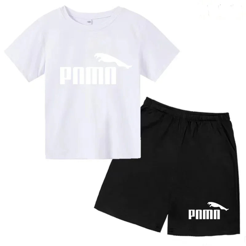 Ensemble Esthétique Enfant – T-shirt à Lettres & Pantalon Décontracté