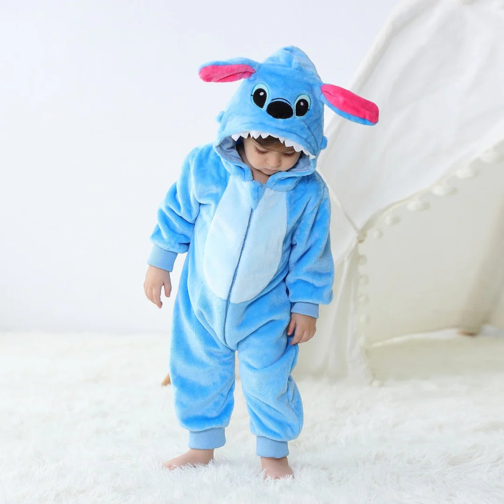 Baby Kigurumi Stitch Cartoon Romper – Soft Animal Jumpsuit for Infants & Toddlers