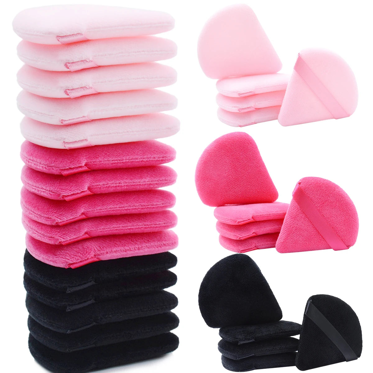 7-Piece Triangle Makeup Powder Puff Set