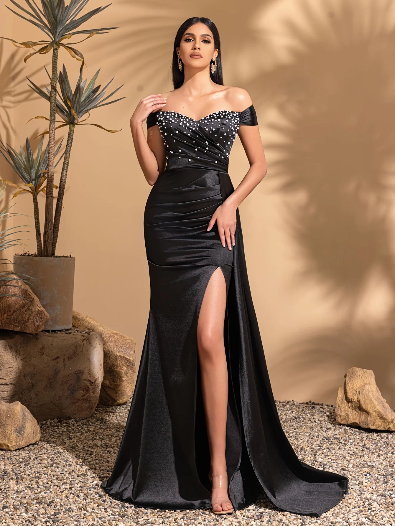 Elevate your evening elegance with this sophisticated one-shoulder satin dress