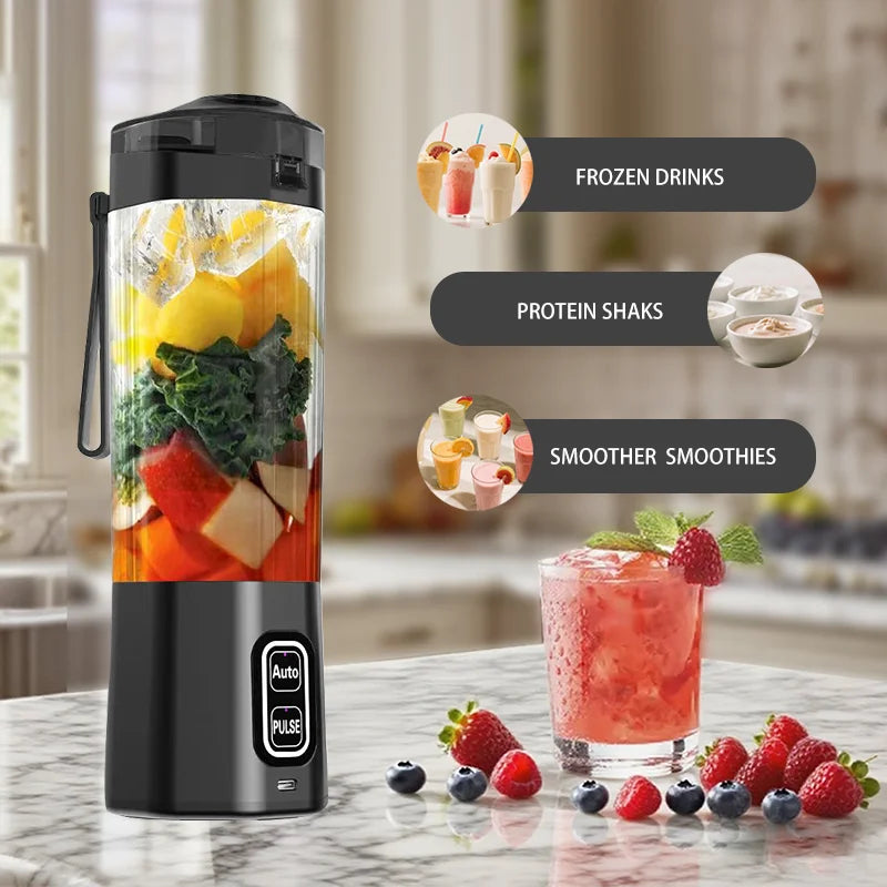 Premium Portable Blender – 700ML USB Rechargeable Juicer Cup with 6-Blade Power, Elegant Modern Design for Smoothies, Shakes & Fresh Juice Anytime.