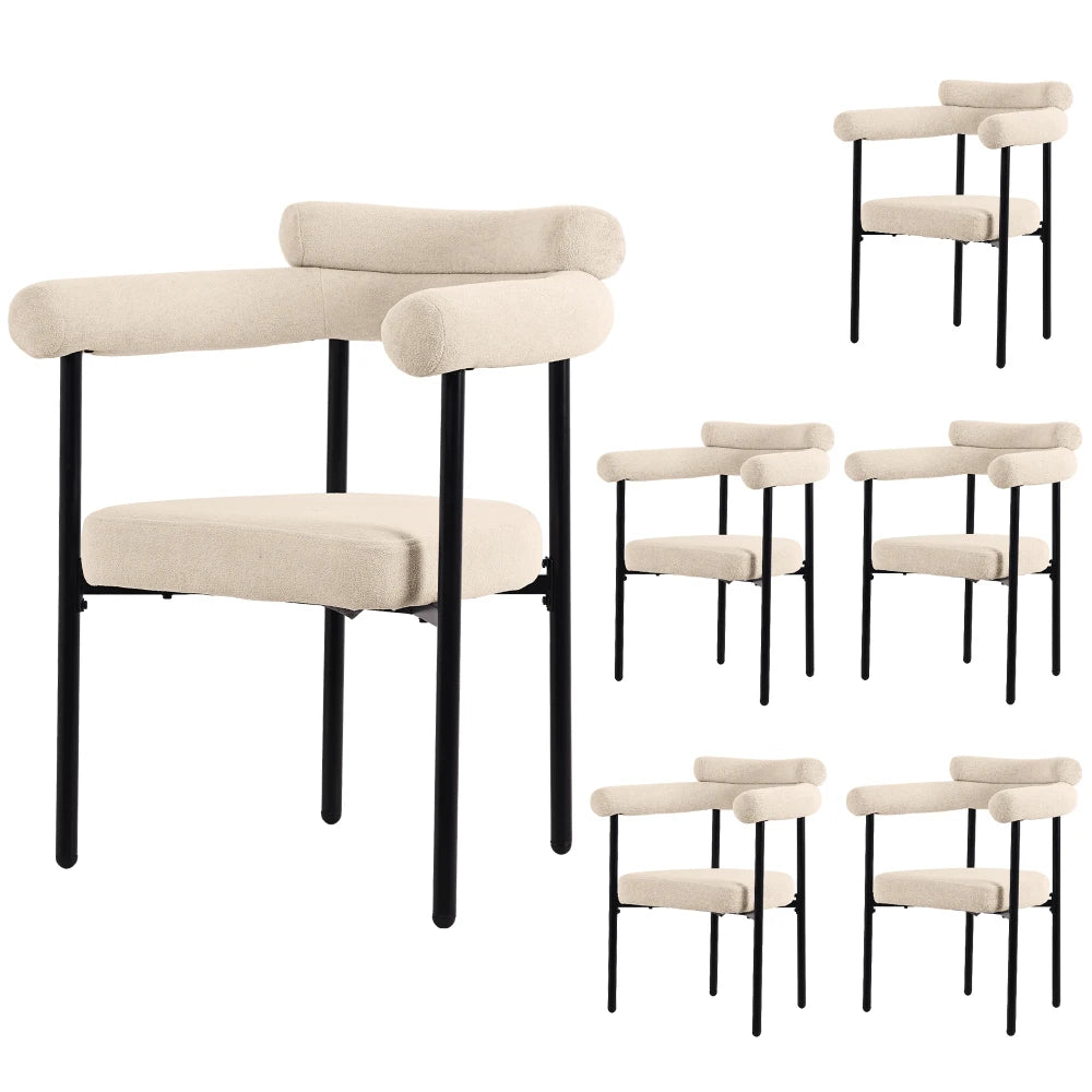 2/4/6 Pieces Modern Minimalist Dining Chairs, Suede Fabric Upholstered Chairs with Ergonomic Ring Backrest & Soft Padded Seat for Dining Room