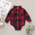 Gentleman Baby Boy Plaid Romper – Long Sleeve Lapel Shirt Jumpsuit for Toddlers
