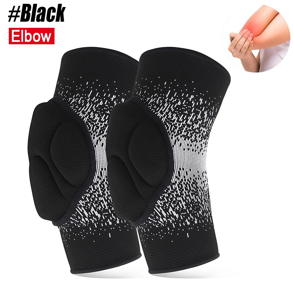 1 Pair Elbow & Knee Protection Pads – Compression Leg Sleeve with Thick Sponge