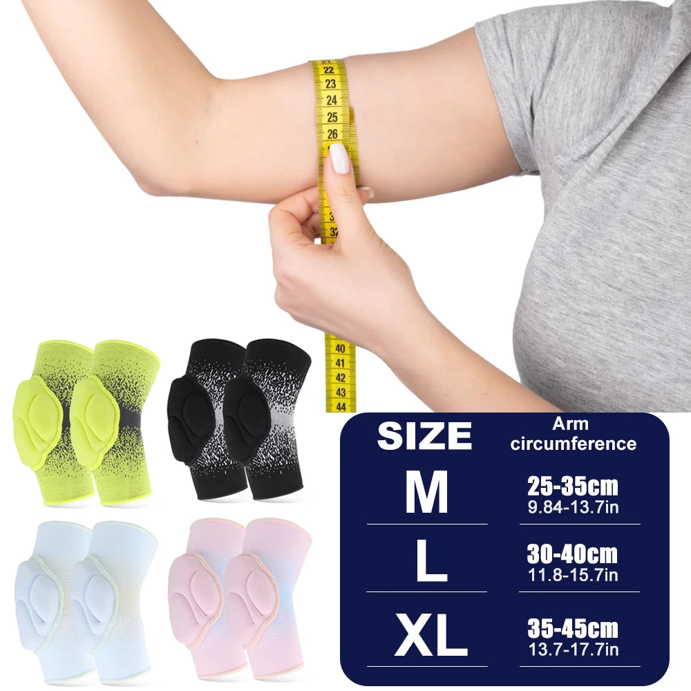 1 Pair Elbow & Knee Protection Pads – Compression Leg Sleeve with Thick Sponge