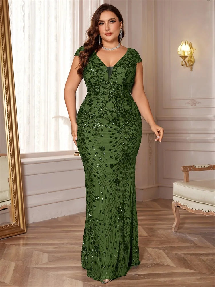 Celebrate elegance and confidence with this luxurious plus-size evening gown, designed to enhance every curve with sophistication and glamour
