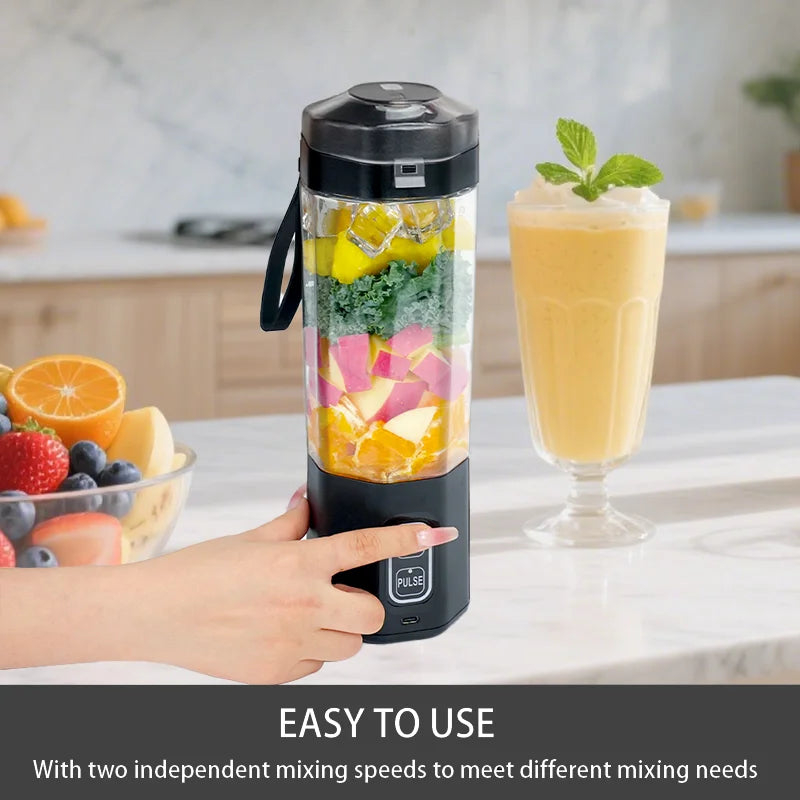 Premium Portable Blender – 700ML USB Rechargeable Juicer Cup with 6-Blade Power, Elegant Modern Design for Smoothies, Shakes & Fresh Juice Anytime.