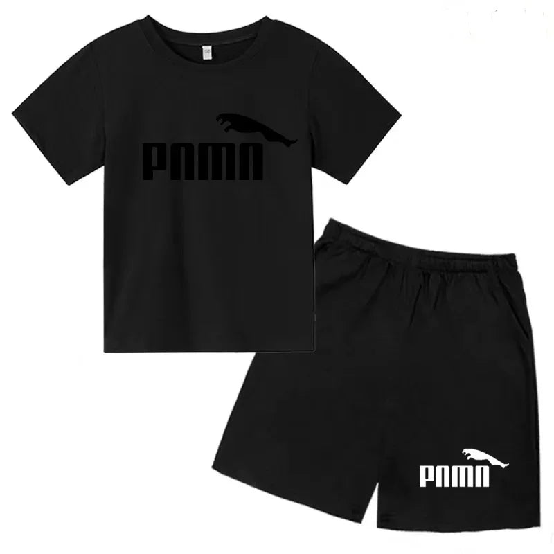 Ensemble Esthétique Enfant – T-shirt à Lettres & Pantalon Décontracté