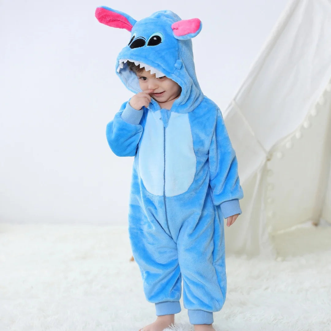 Baby Kigurumi Stitch Cartoon Romper – Soft Animal Jumpsuit for Infants & Toddlers