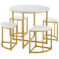 Elegant Dining Set with MDF Tabletop & Gilded Iron Frame