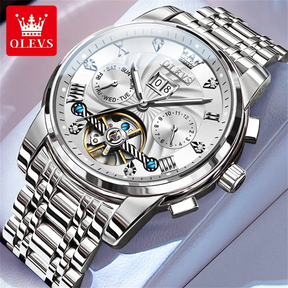 OLEVS Luxury Automatic Tourbillon Watch for Men – Classic Multifunction Mechanical Wristwatch with Elegant Business Style