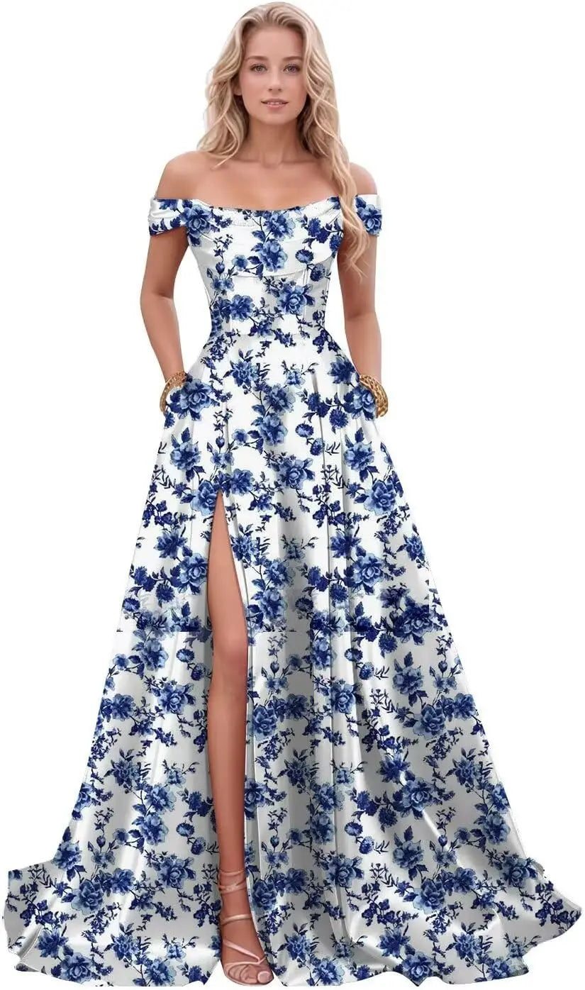 Step into timeless sophistication with this luxurious satin evening gown
