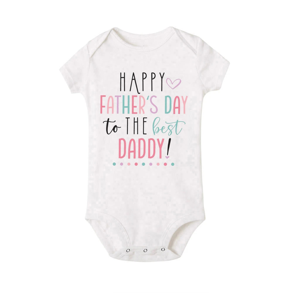 Happy Father’s Day Baby Romper – “Best Daddy” Printed Newborn Bodysuit for Boys & Girls