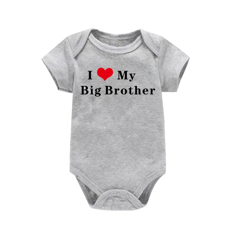 I Love My Big Sister & Brother” Baby Romper – Cute Newborn Short Sleeve Outfit