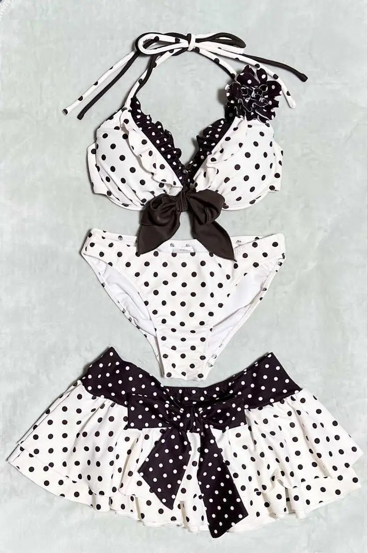 2026 New Summer Polka Dot Bikini Set – Retro Y2K 3-Piece Swimwear