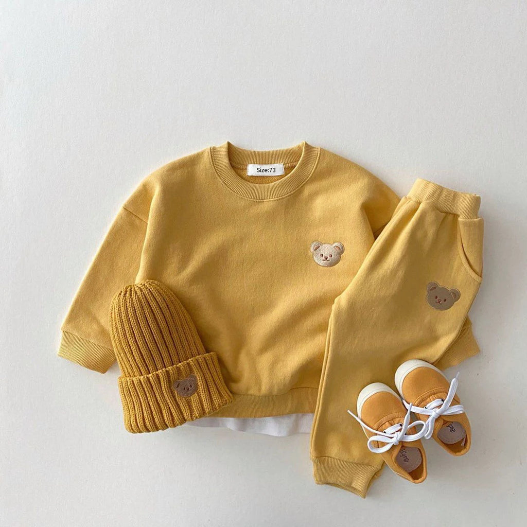 Fashion Baby Bear Outfit – 2PCS Sweatshirt & Pants Set for Toddlers