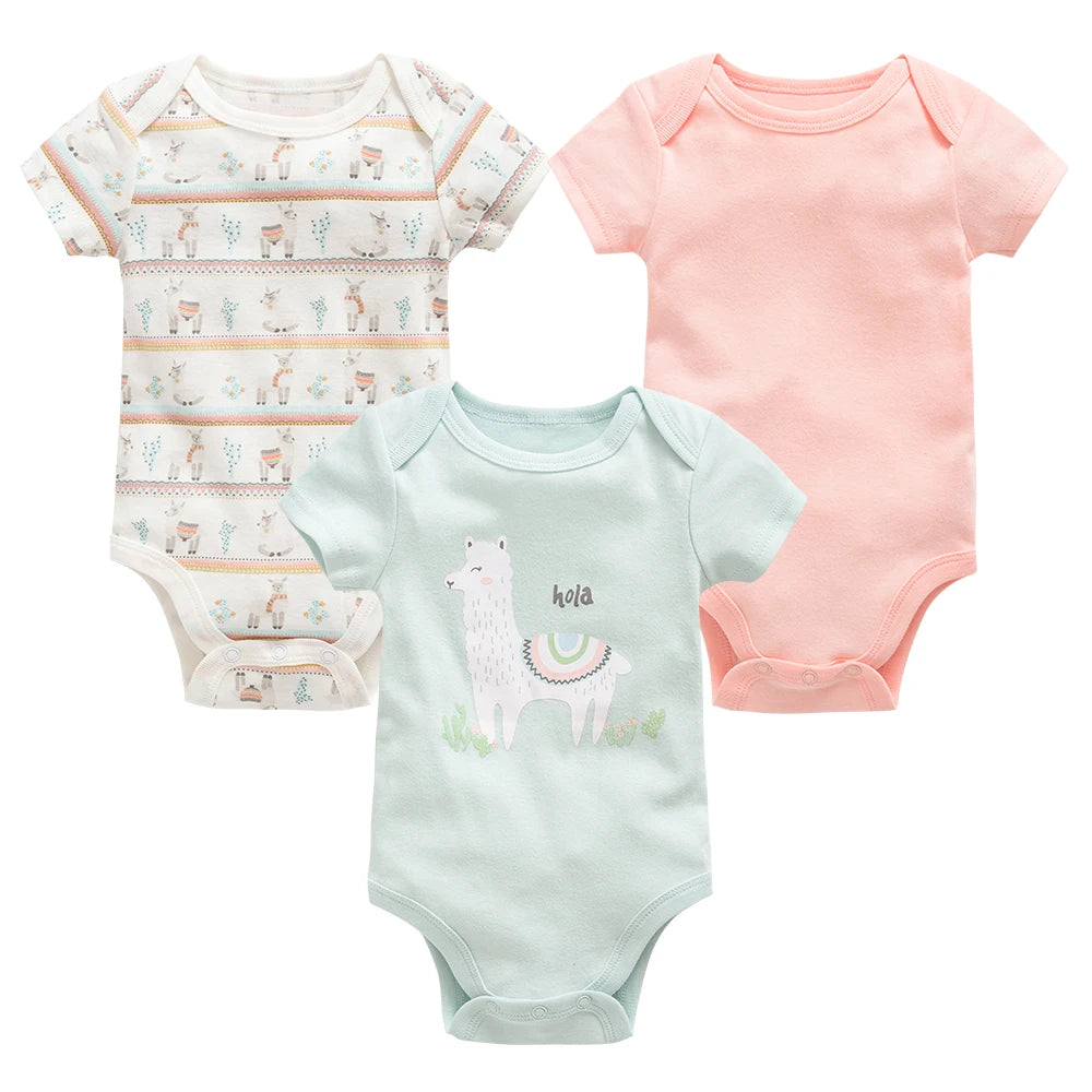 3/6PCS Baby Bodysuit Set – Soft Cotton Short Sleeve Clothes for Newborn Boys & Girls (0–12 Months)